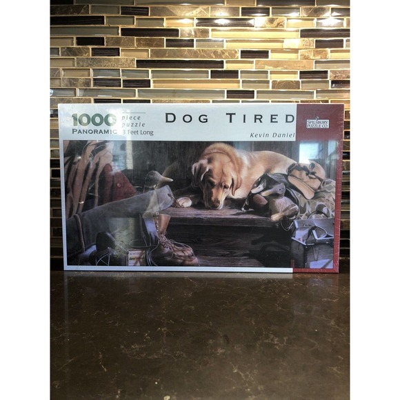 Vintage Sealed Spilsbury Puzzle Co. Dog Tired Kevin Daniel 1000 Pc Panoramic‎